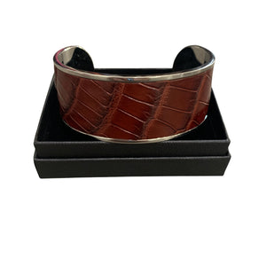 Crocodile Leather Wide Open Bangle
